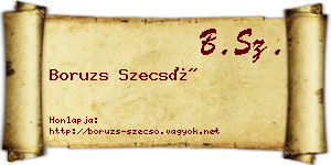 Boruzs Szecső névjegykártya
